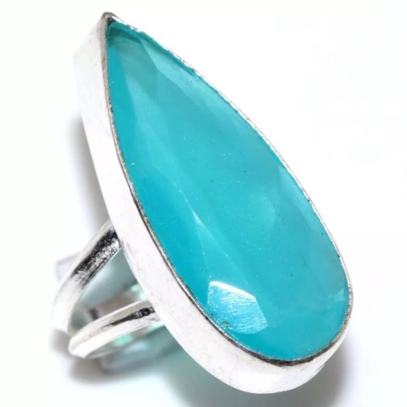 Jewelry - Blue Chalcedony Bohemian Gypsy Ring 925